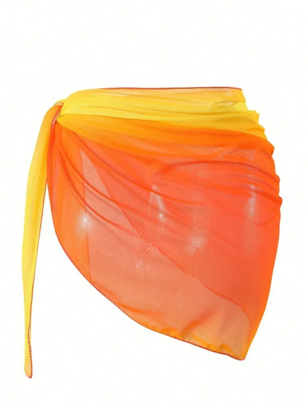 Orange Women's Ombre Mesh Tie-Up Cover-Up Skirt